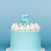 Blue Metallic Balloon Candle No 5
