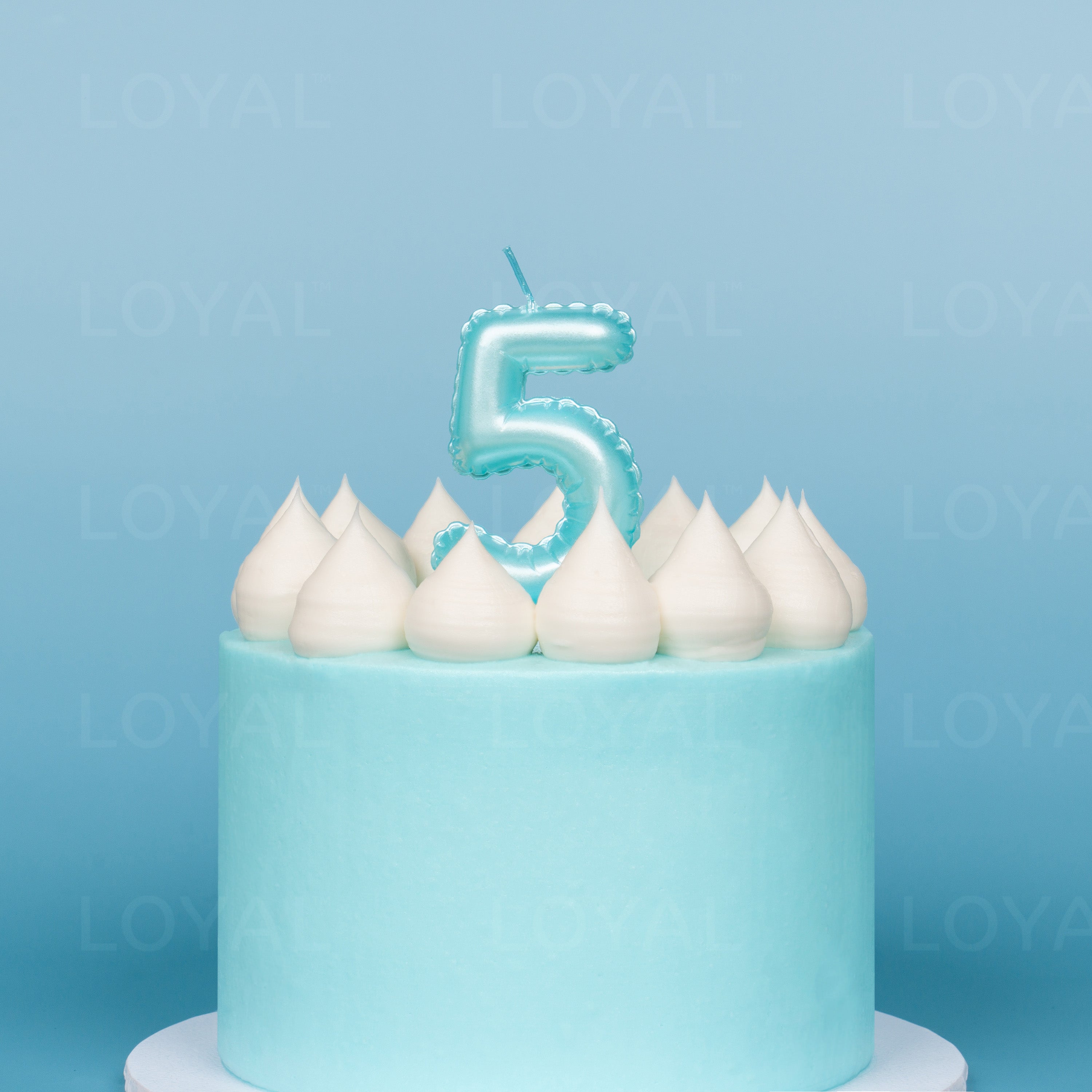 Blue Metallic Balloon Candle No 5