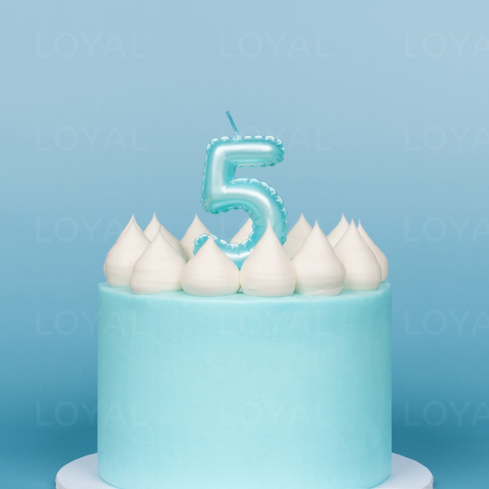 Blue Metallic Balloon Candle No 5