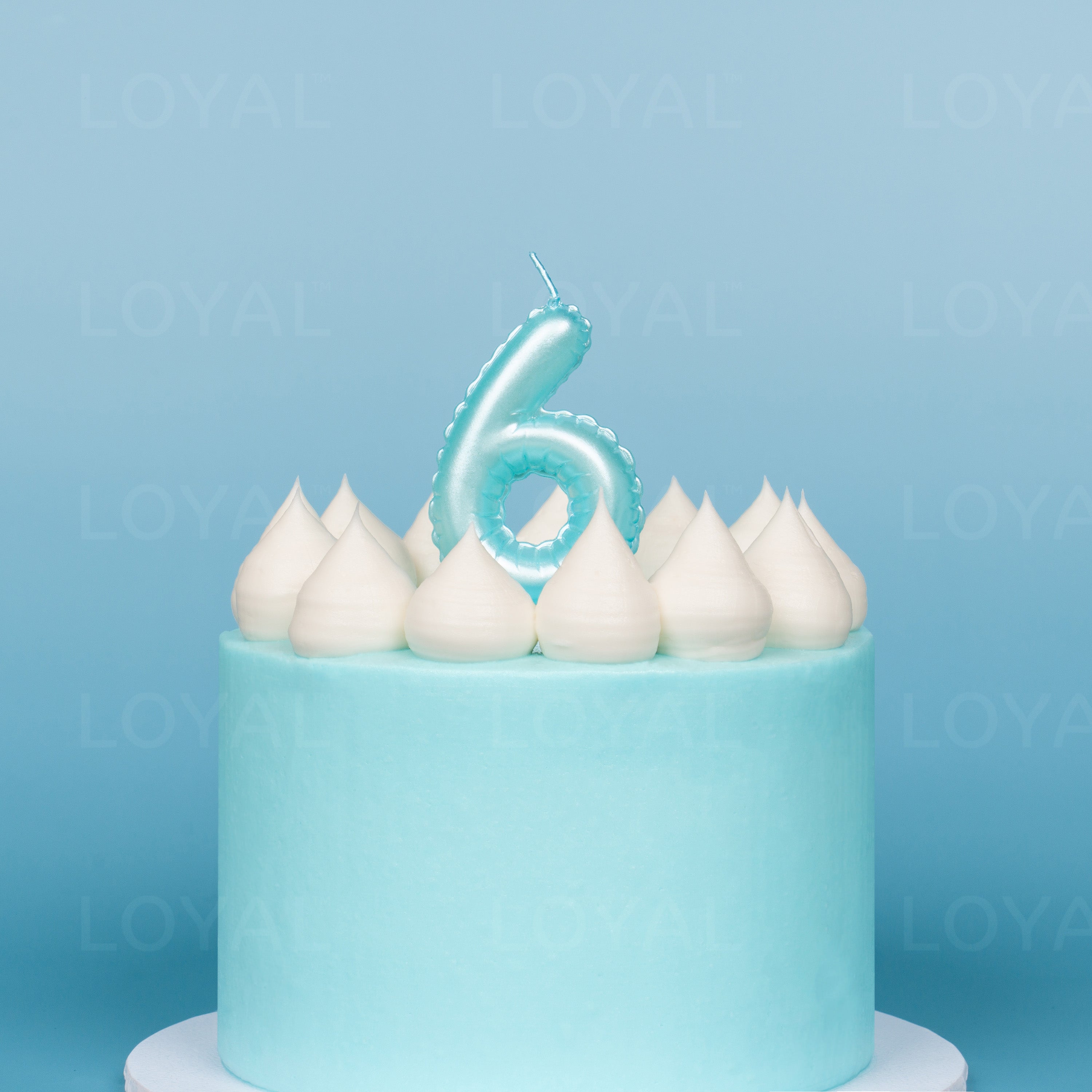 Blue Metallic Balloon Candle No 6