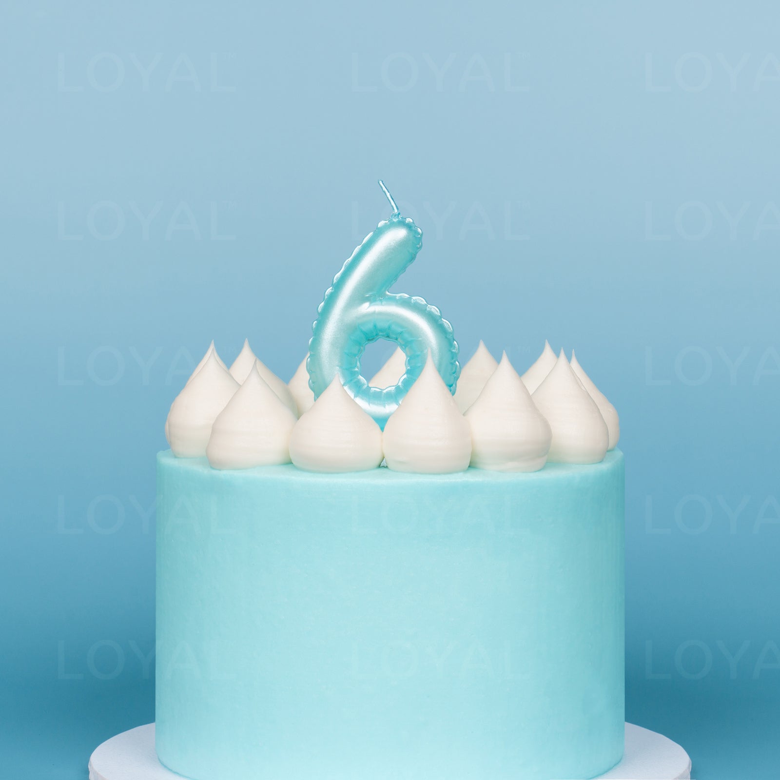 Blue Metallic Balloon Candle No 6