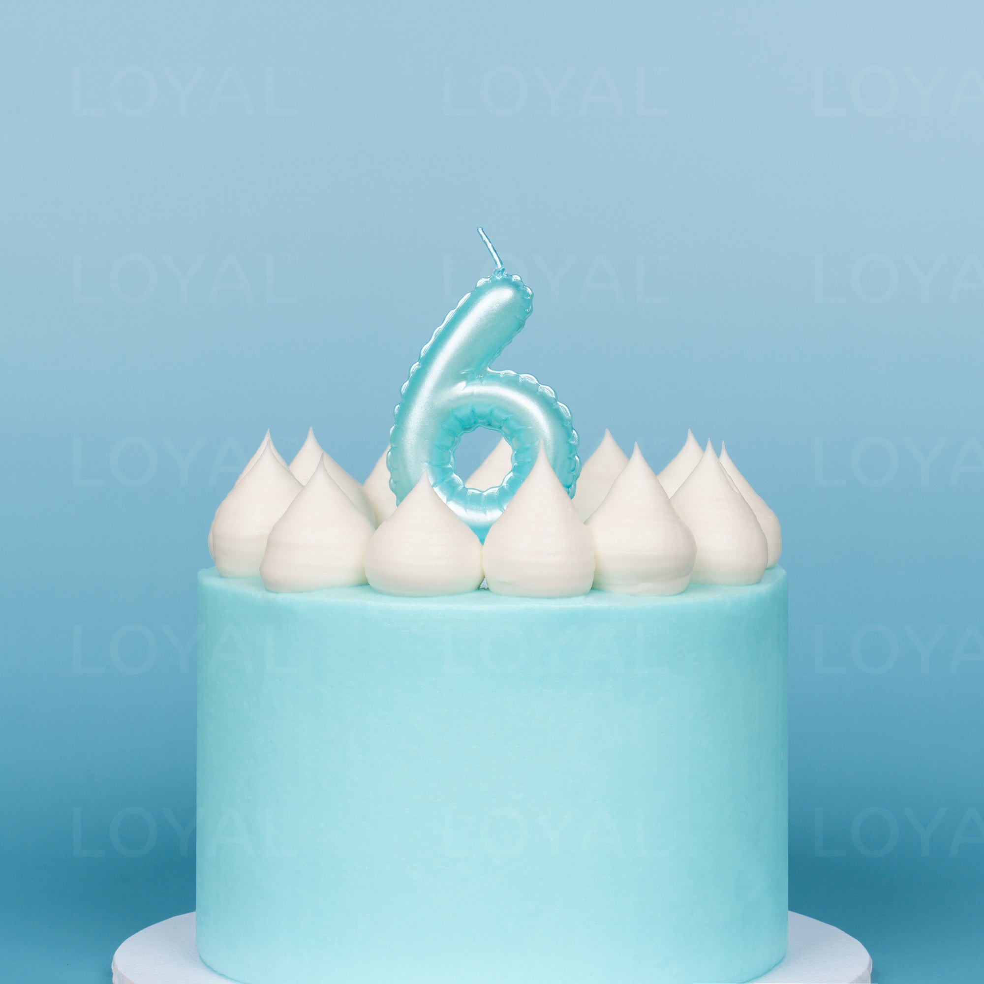 Blue Metallic Balloon Candle No 6