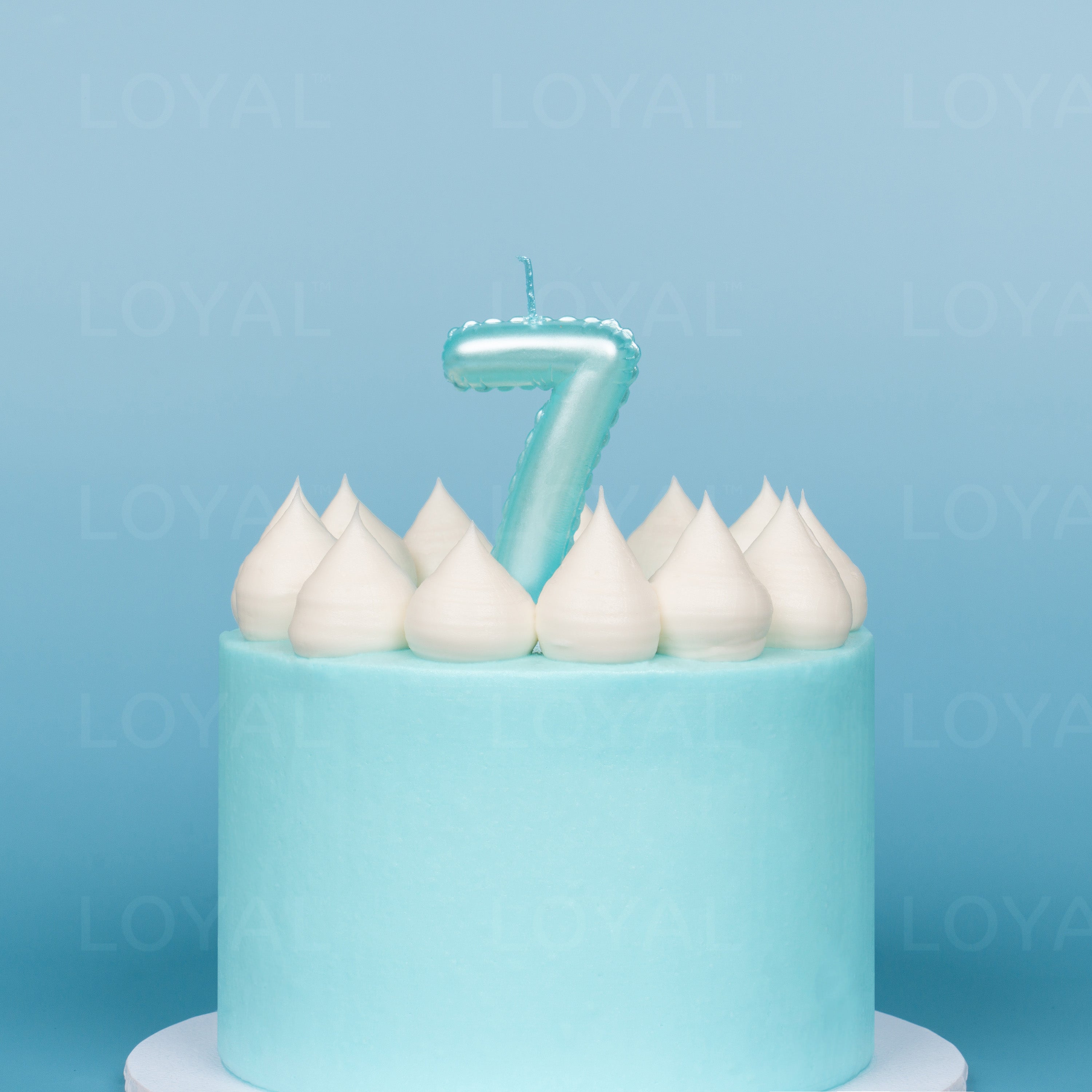 Blue Metallic Balloon Candle No 7