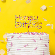 Rainbow Glitter Happy Birthday v2 Cake Topper