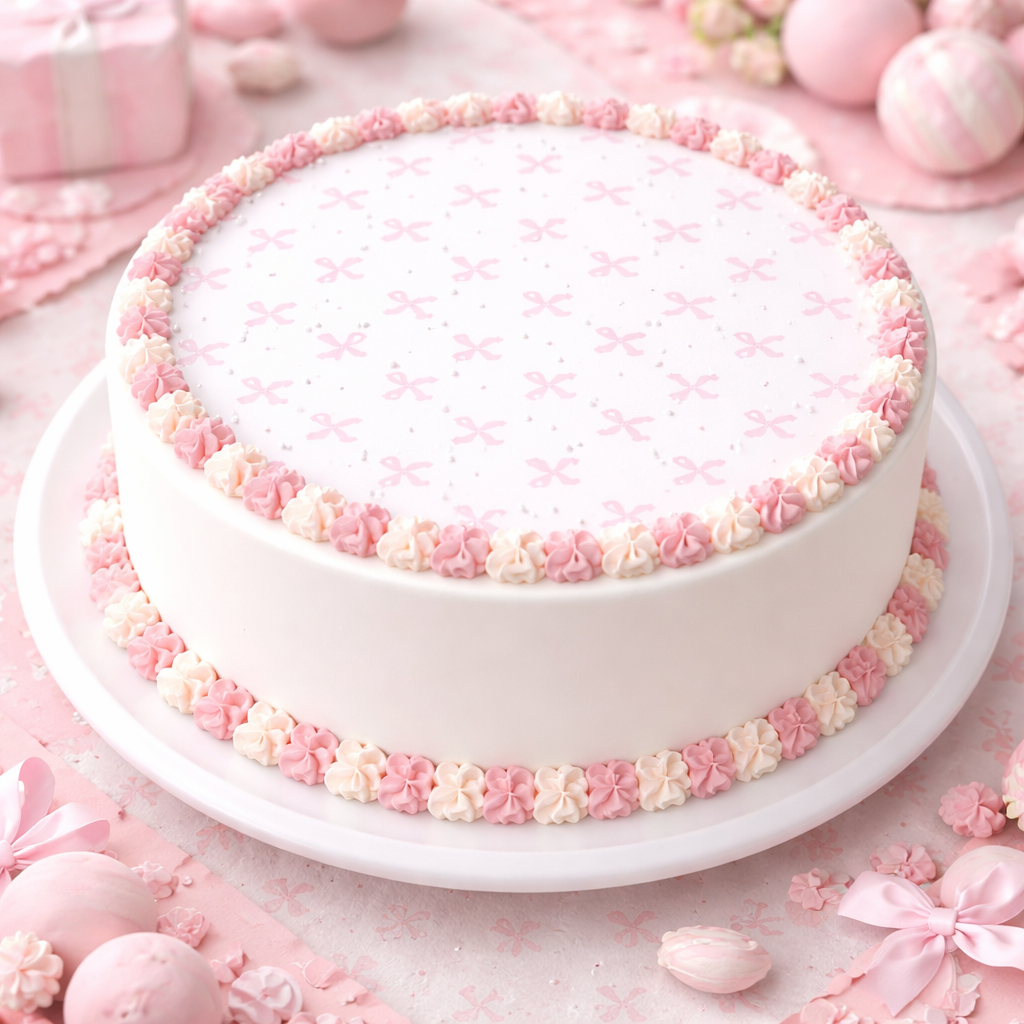 Pink Bows Edible Image Template
