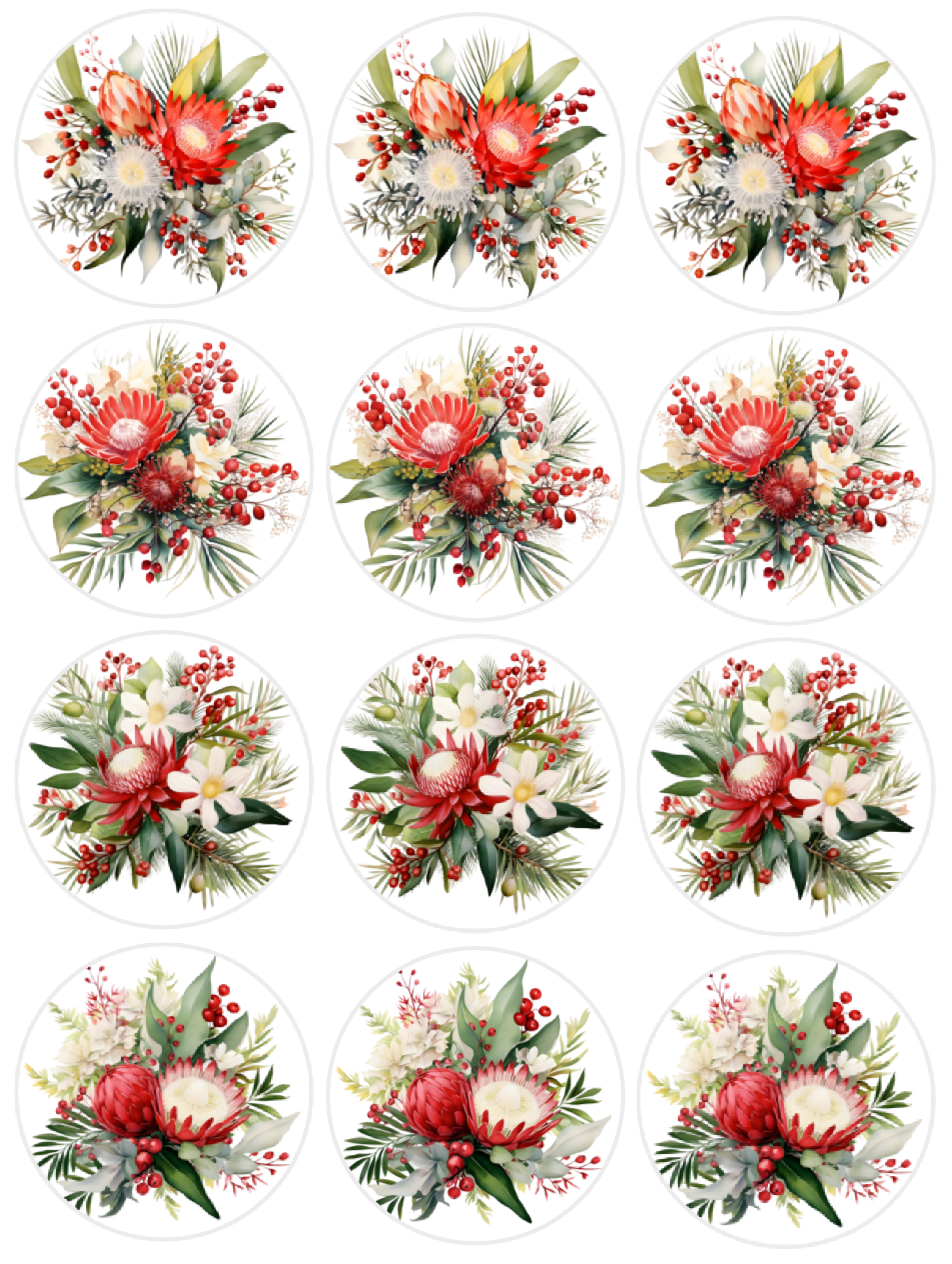 XMAS NATIVES WAFER CUPCAKE TOPPERS 12 PCE