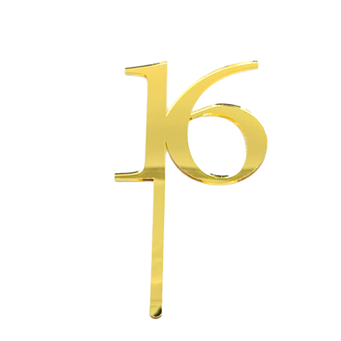 16 GOLD TALL MIRROR ACRYLIC CAKE TOPPER