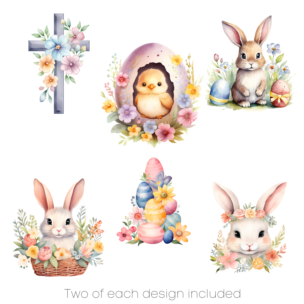 EASTER WATERCOLOUR CUPCAKE TOPPERS 12PK