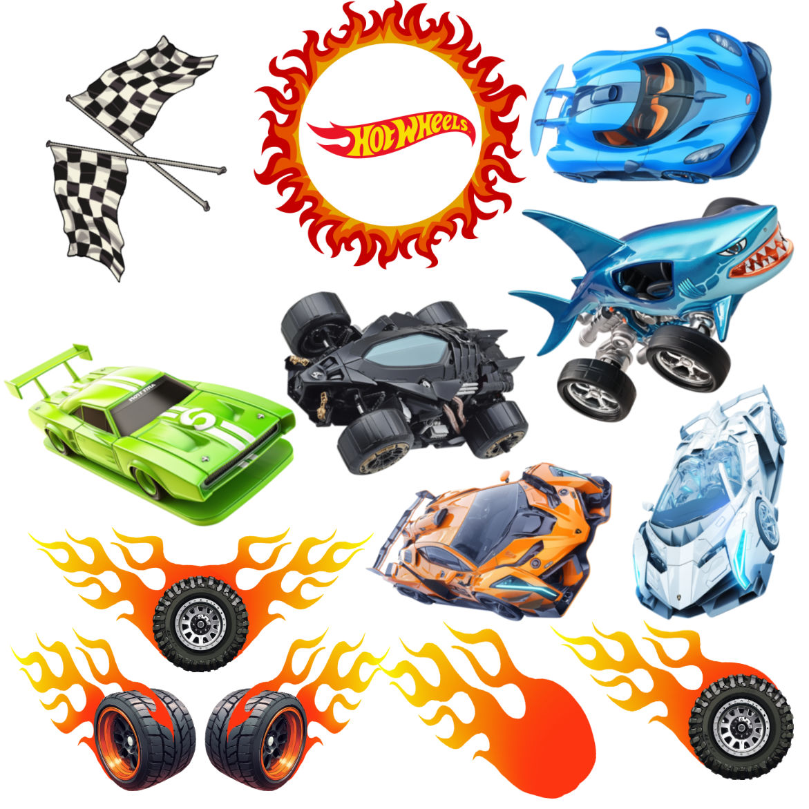 HOT CARS WAFER PAPER TOPPERS 14PCE