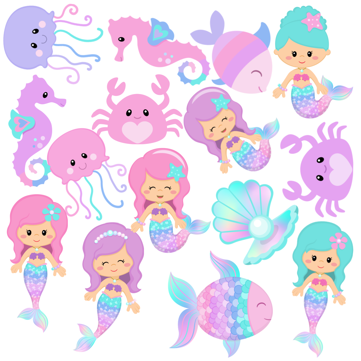 MERMAIDS WAFER PAPER TOPPERS 15PCE
