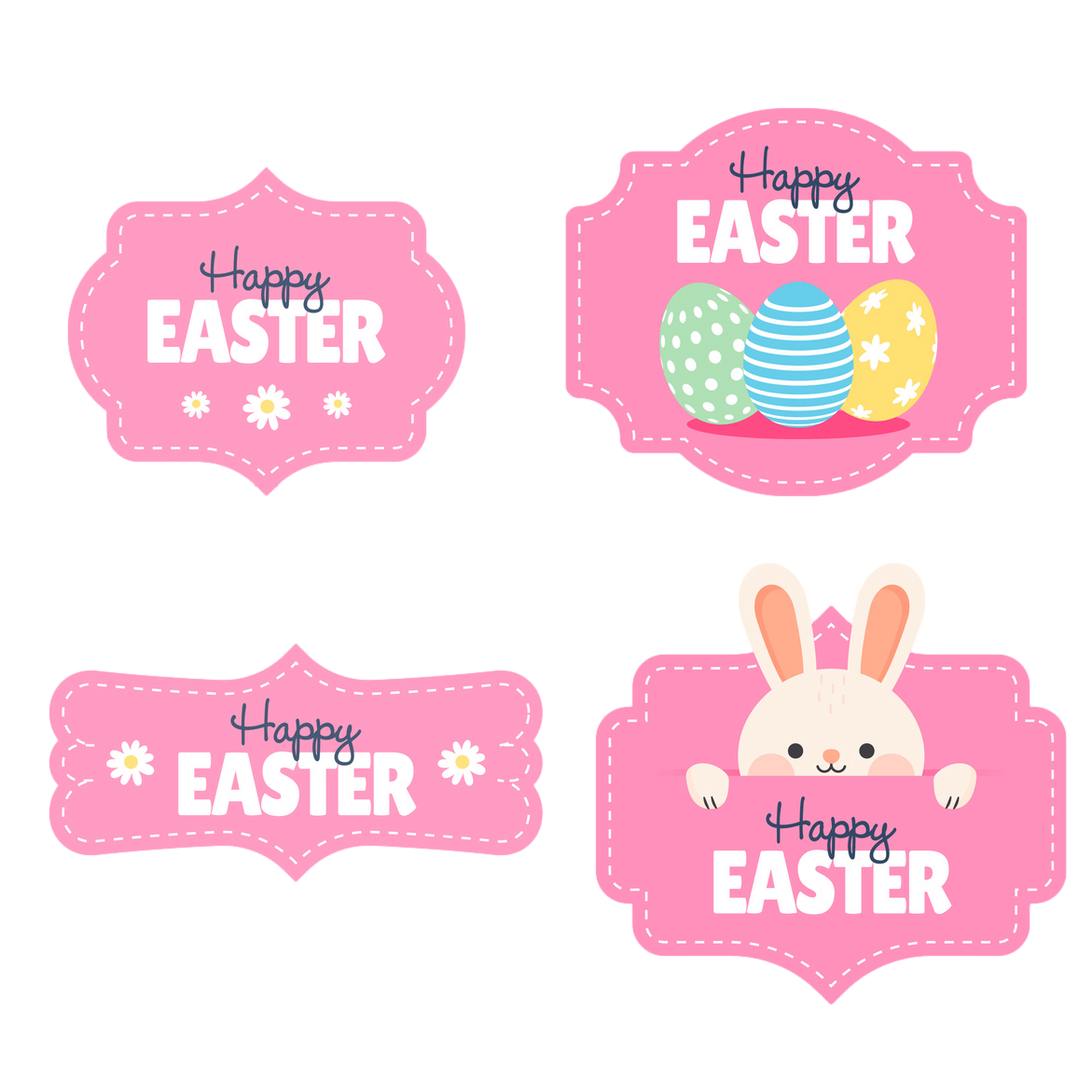 HAPPY EASTER PINK WAFER CAKE PLAQUES 4PCE