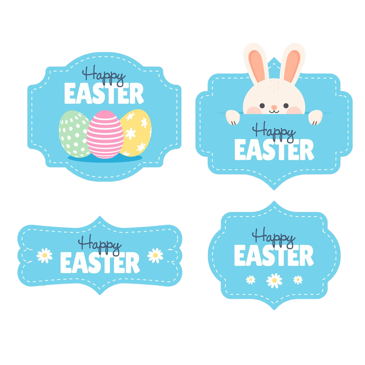 HAPPY EASTER BLUE WAFER CAKE PLAQUES 4PCE