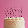 BLACK 13cm SWIRLY Cake Candles (Pkt 16)