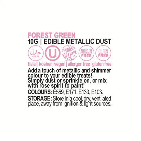 VIVID FOREST GREEN EDIBLE METALLIC DUST 10G