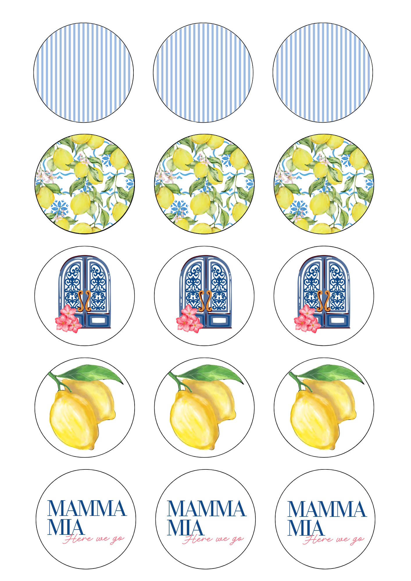 Mamma Mia Cupcake Edible Image Template