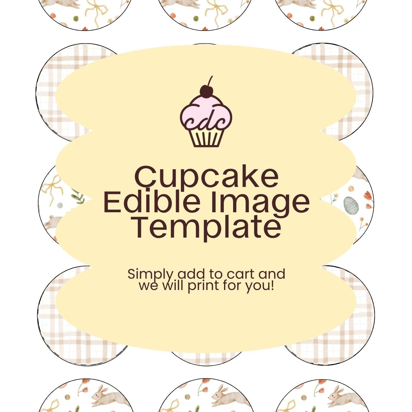 Neutral Easter Cupcake Edible Image Template