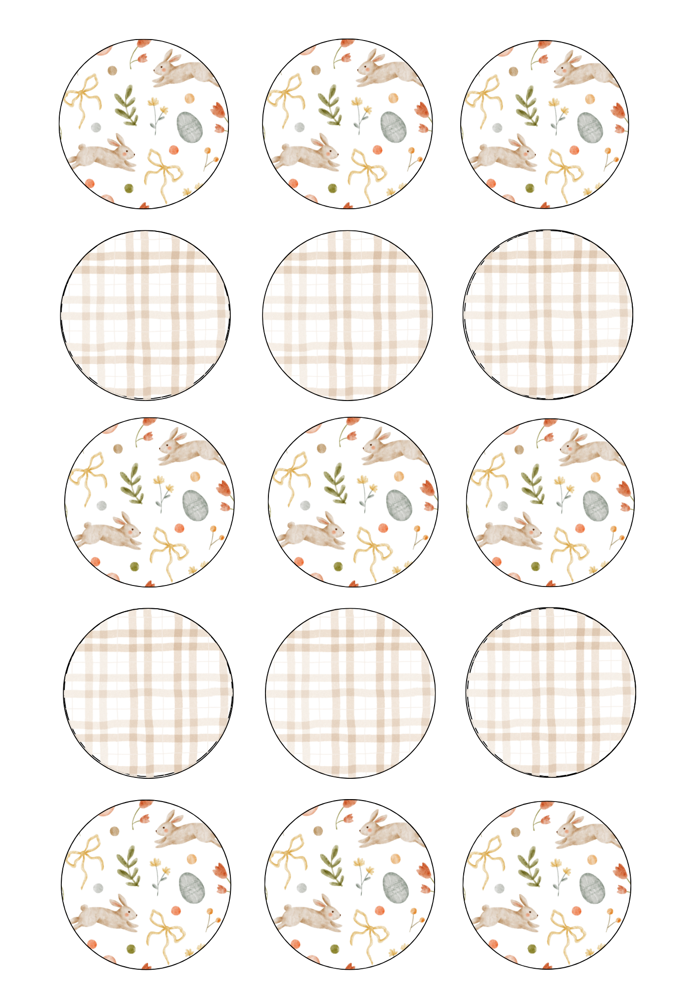 Neutral Easter Cupcake Edible Image Template