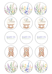 Baby In Bloom Cupcake Edible Image Template