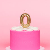 No 0 Gold Metallic Balloon Candle