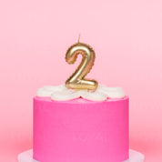 No 2 Gold Metallic Balloon Candle