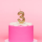No 3 Gold Metallic Balloon Candle