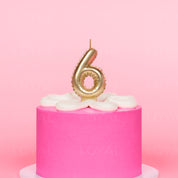 No 6 Gold Metallic Balloon Candle