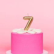 No 7 Gold Metallic Balloon Candle