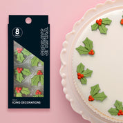 Holly Icing Decorations 8 pieces