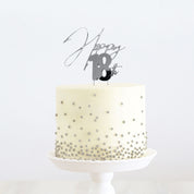 Happy 18th Silver Metal Cake Topper