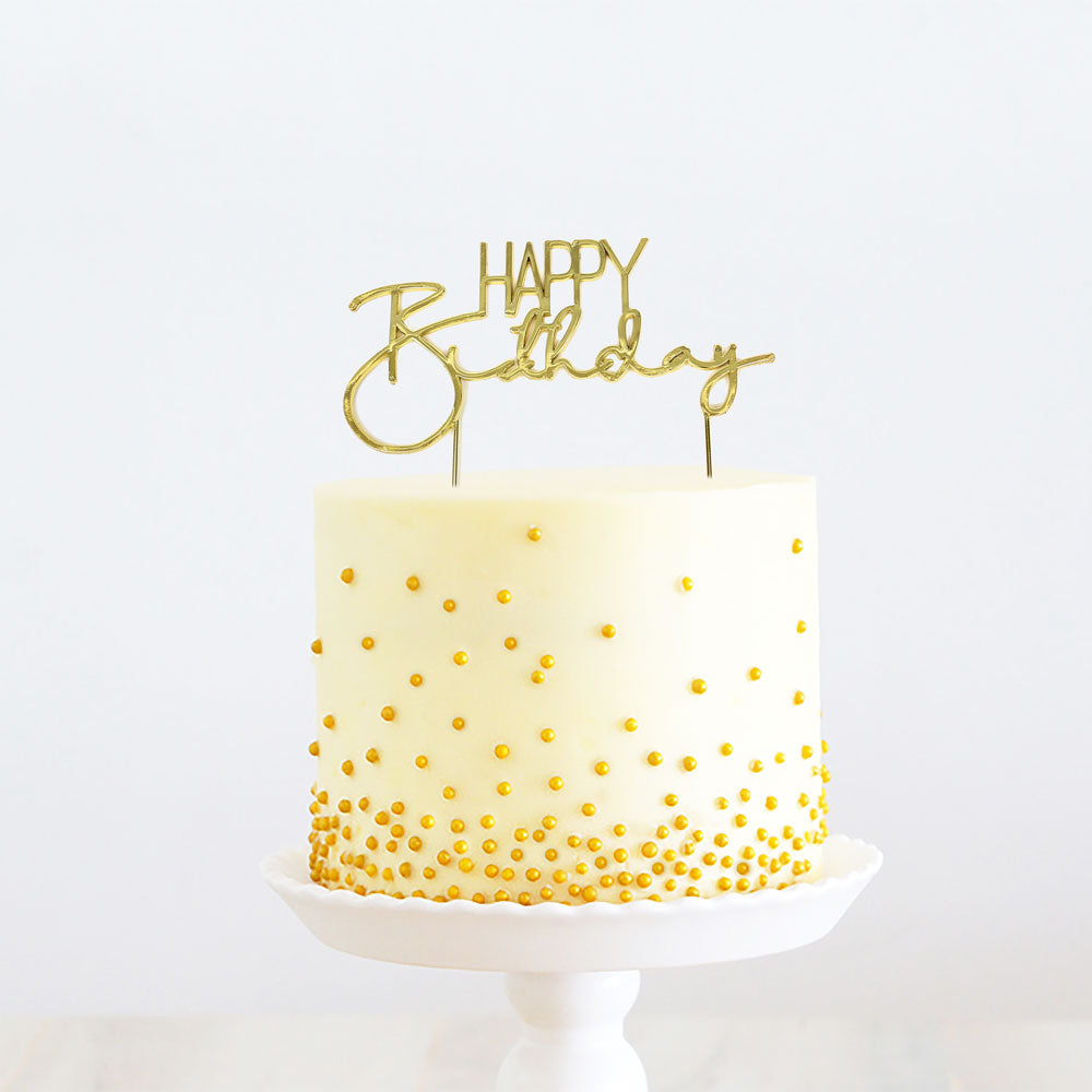 Happy Birthday Gold Metal Cake Topper (2)