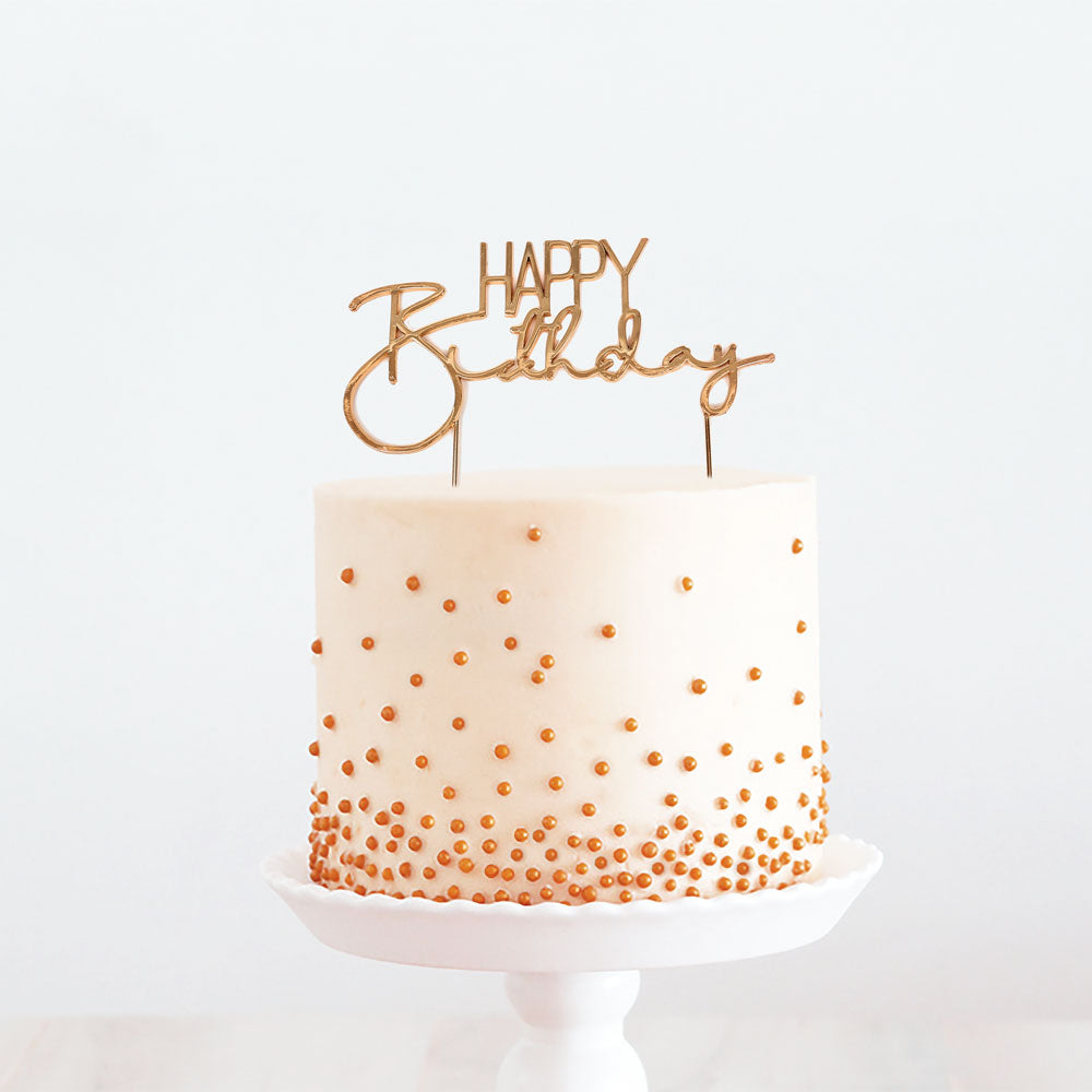 Happy Birthday Rose Gold Metal Cake Topper (2)