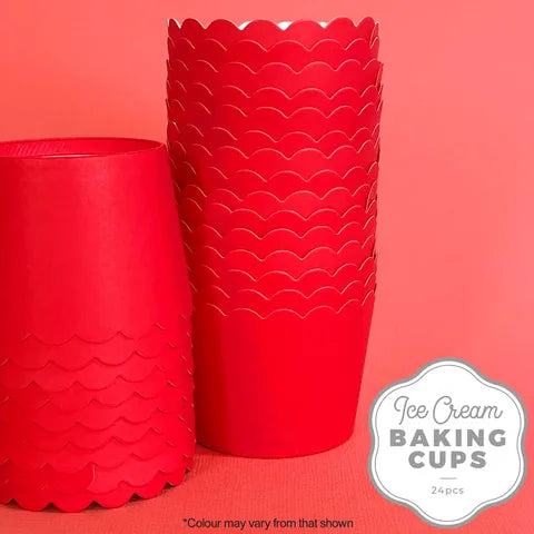 Ice Cream Baking Cups Red 24 Pack