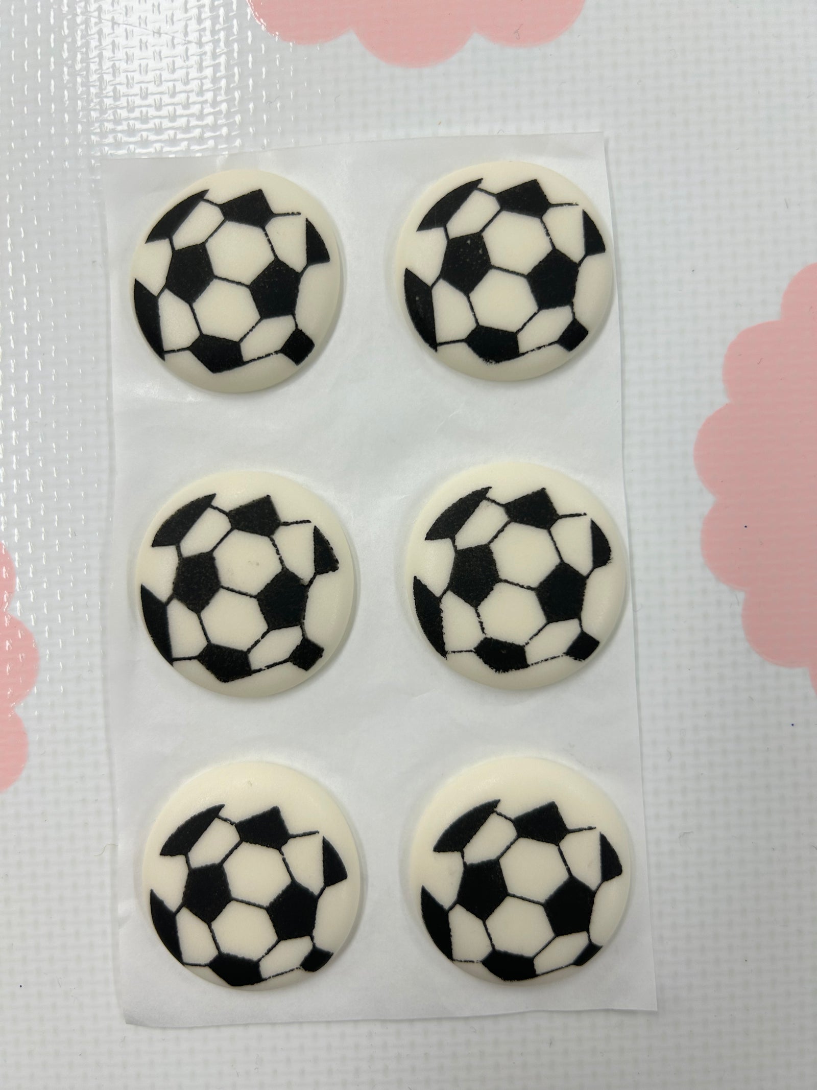 Soccer Balls Half Royal Icing Decorations 6pce