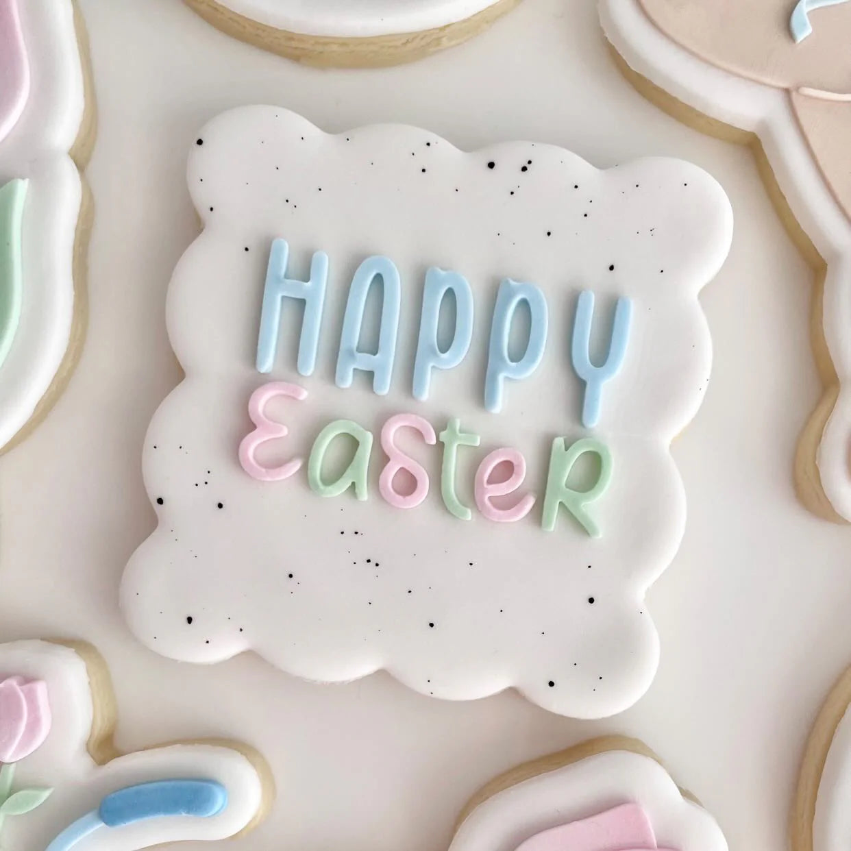Happy Easter Font Plate Cookie Stamp