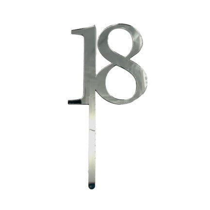 18 SILVER TALL MIRROR ACRYLIC CAKE TOPPER