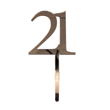 21 ROSE PINK TALL MIRROR ACRYLIC CAKE TOPPER