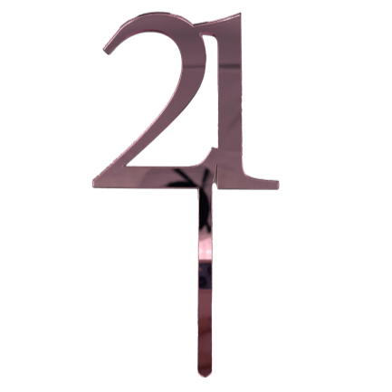 21 PINK TALL MIRROR ACRYLIC CAKE TOPPER