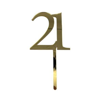 21 GOLD TALL MIRROR ACRYLIC CAKE TOPPER