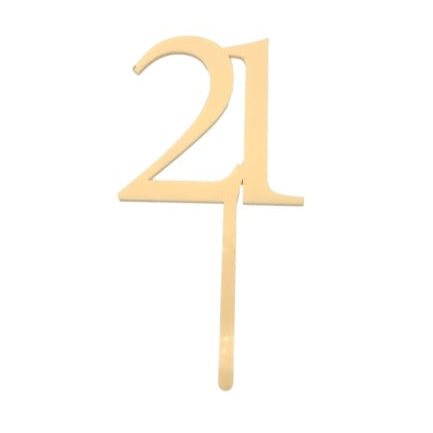 21 CREAM TALL ACRYLIC CAKE TOPPER