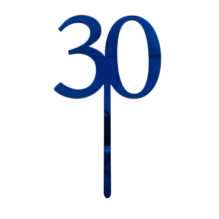 30 ROYAL BLUE TALL MIRROR ACRYLIC CAKE TOPPER