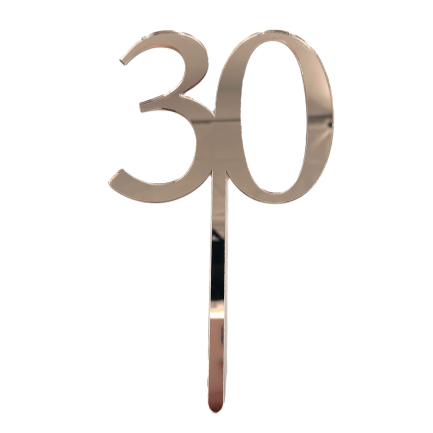 30 ROSE PINK TALL MIRROR ACRYLIC CAKE TOPPER