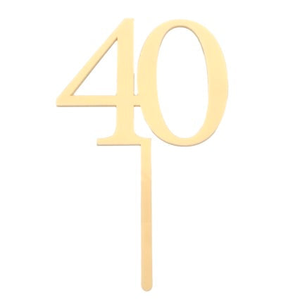 40 Cream Acrylic Cake Topper
