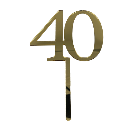40 GOLD TALL MIRROR ACRYLIC CAKE TOPPER