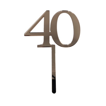 40 ROSE PINK TALL MIRROR ACRYLIC CAKE TOPPER