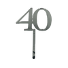 40 SILVER TALL MIRROR ACRYLIC CAKE TOPPER