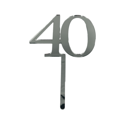 40 SILVER TALL MIRROR ACRYLIC CAKE TOPPER