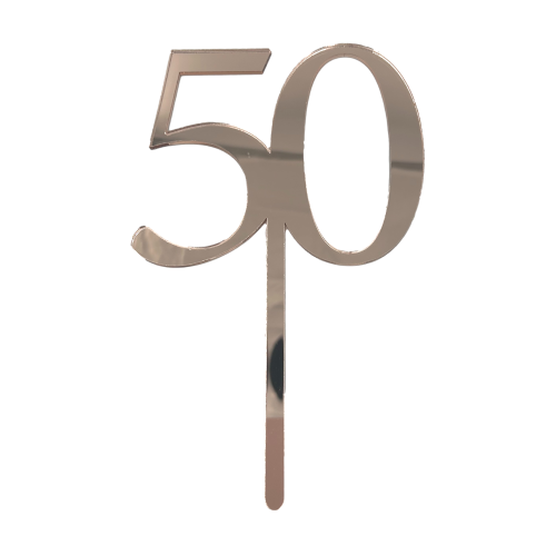 50 Rose Pink Mirror Acrylic Cake Topper