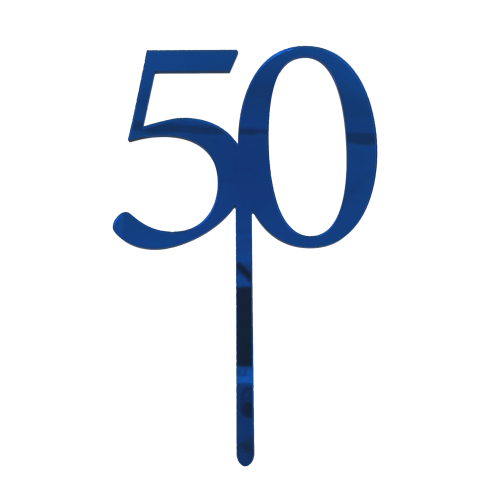 50 ROYAL BLUE TALL MIRROR ACRYLIC CAKE TOPPER