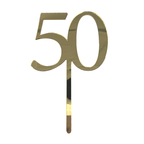 50 GOLD TALL MIRROR ACRYLIC CAKE TOPPER