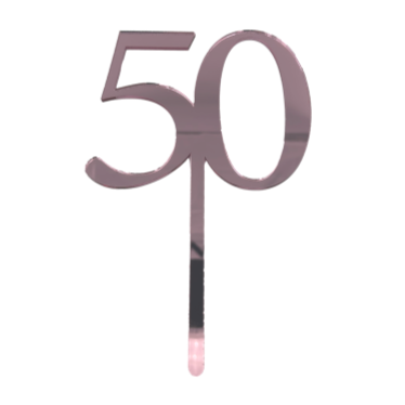 50 PINK TALL MIRROR ACRYLIC CAKE TOPPER